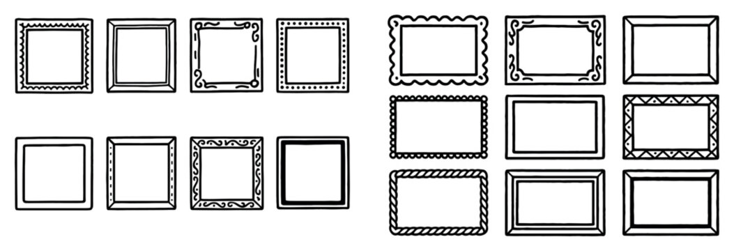 Decorative icons with frames and borders outline