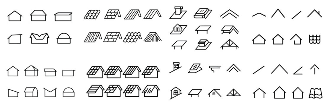 Diverse roof icon collection set