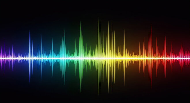 A vibrant spectrum of sound waves displayed in colorful spectrogram visualization