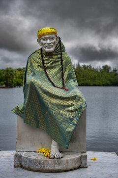 Statue of Shirdi Sai Baba, a famous guru and fakir, at Grand Bassin, the most holy place for hinduism in Mauritius island