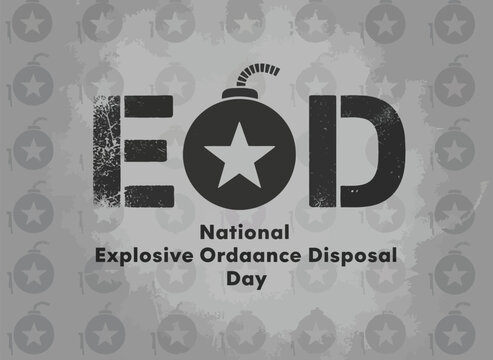 National Explosive Ordnance Disposal Day Emblem With Bomb Icon Grunge Military Safety Awareness Design