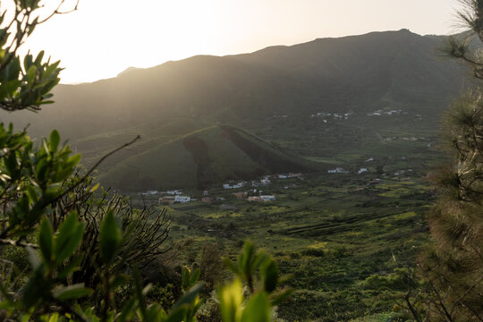 view over the Teno mountain range at golden hour