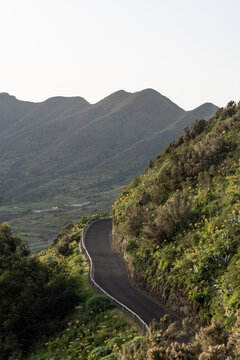 view over the Teno mountain range at golden hour