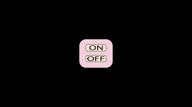 Animated button technology of electric switch on or off. Cartoon animation. Button switch symbol, video 4k