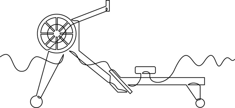 one line art Rowing Machine vector illustration. line art, one continuous line, simple, hand drawn and sketch style. for icons, symbols, signs or logos. png