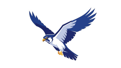 Obraz premium Peregrine Falcon in Flight, Blue and White Wings Spread, Hunting Bird of Prey