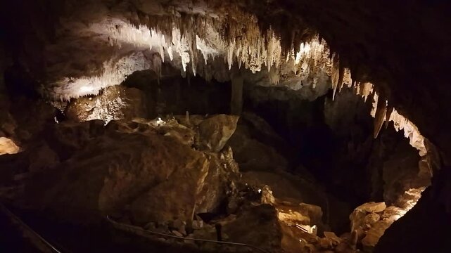 Panoramic View of Stalactites and Stalagmites in Carlsbad Caverns National Park New Mexico