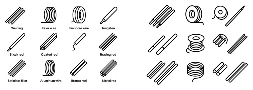 Welding icons with wire spool rod outline