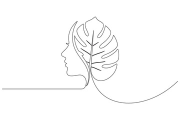 Elegant monstera leaf single line art minimalist botanical illustration for modern decor © Most
