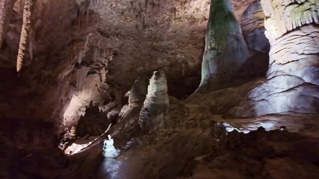 Panoramic View of Stalactites and Stalagmites in Carlsbad Caverns National Park New Mexico