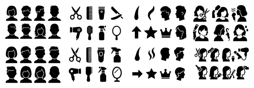 Hairstyling icons: tools and profiles