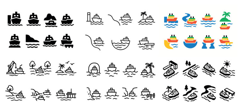 Various ship icons and styles collection