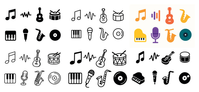 Music icons collection: instruments and notes