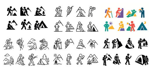 Obraz premium Hiking icons and symbols collection