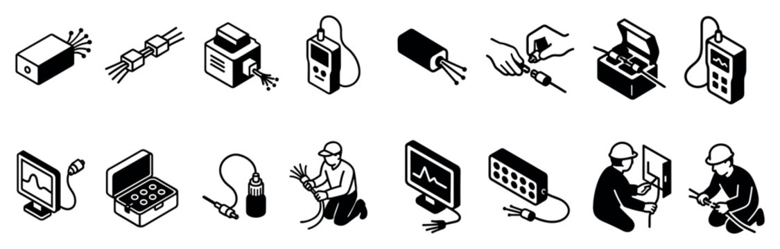 Electrical icons with multimeter soldering plug outline