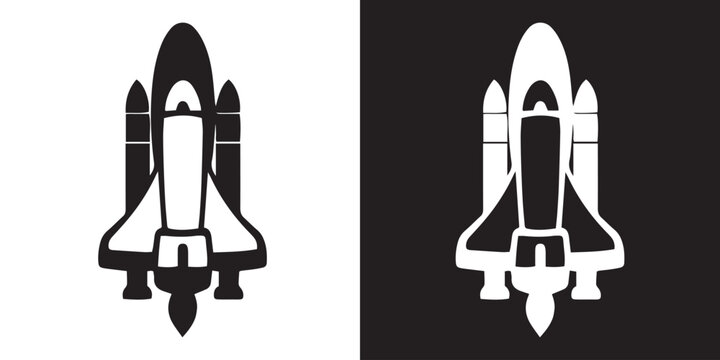 Dual Space Shuttle Silhouettes &ndash; Aerospace Rocket Launch Icons