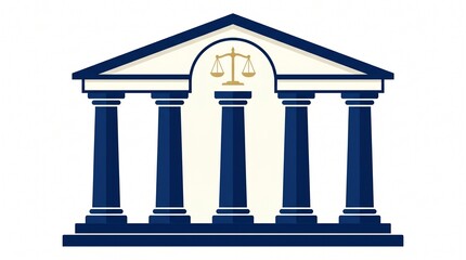 Obraz premium classical courthouse pillars standing firmly as a foundation, with a subtle justice scale floating above the center pillar