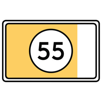 55 Mile Per Hour Speed Limit Road Sign Vector Template