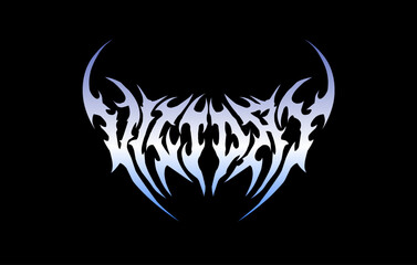 Victory typography vector in a striking and stiff touch dark metal style lettering. for t-shirt print apparel, sticker, poster, logo and mor © Artmoreink