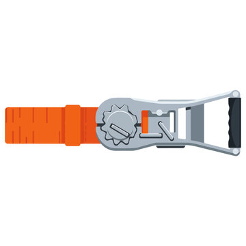 Orange Ratchet Strap Tie Down Flat Vector Illustration