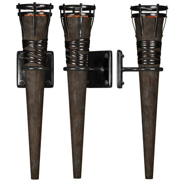 Old Torch Wall Mounted Vintage Flame Light Rustic Antique Sconce