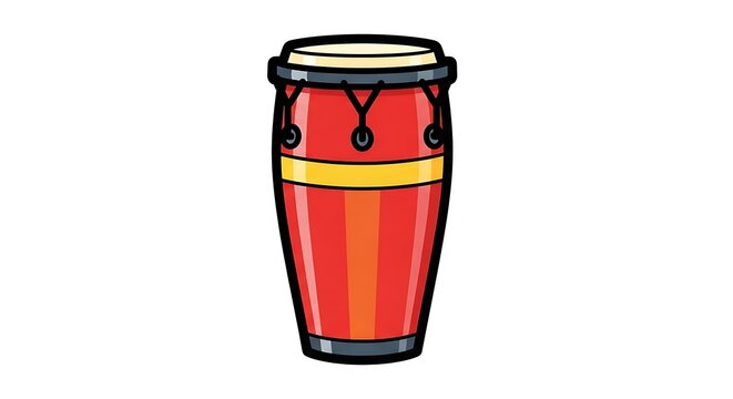 Colorful cartoon djembe drum.