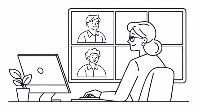 Online Team Meeting Virtual Conference Flat Vector Design
