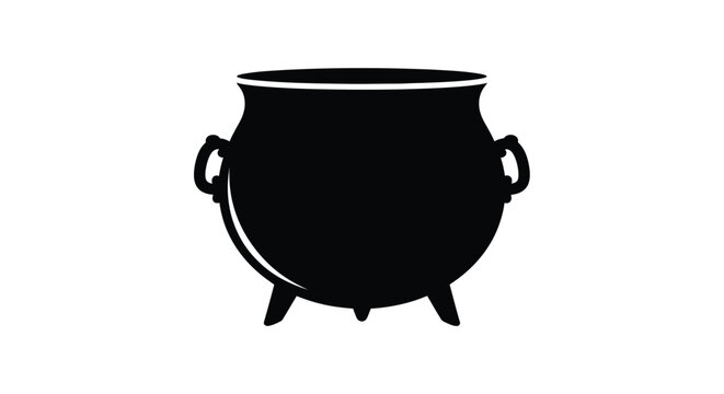 Black cauldron with handles and legs a striking outline silhouette
