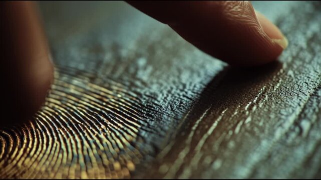 Close-up of a Fingerprint Being Examined for Identification Purposes.