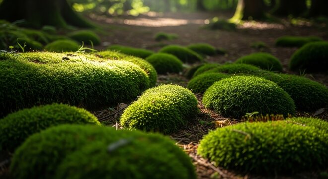 Lush Green Moss Covering Forest Ground