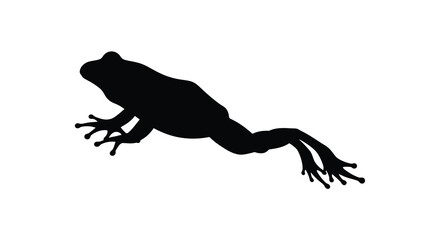 A striking black silhouette of a leaping frog in profile silhouette © MDSAJIB