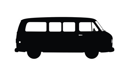 Classic vintage camper van side view in stark silhouette © MDSAJIB