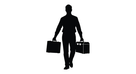 Man walking with luggage a striking black shape silhouette © MDSAJIB