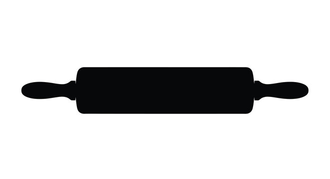 Simple black rolling pin illustration against a white background silhouette