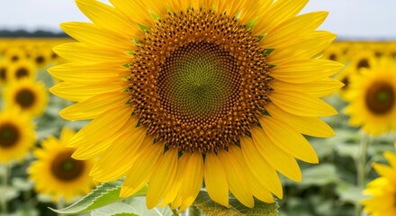 Obraz premium Close up of a vibrant yellow sunflower in full bloom