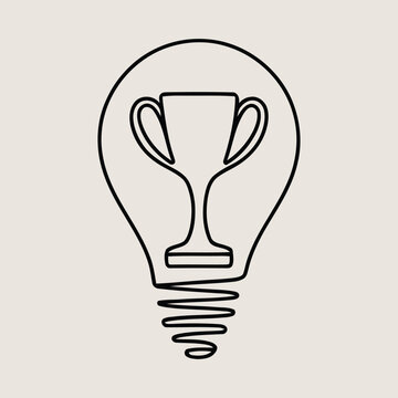 Light bulb with trophy inside illustration, vector 