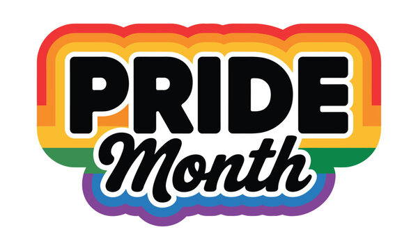 Pride Month colorful banner with rainbow colors, vector illustration