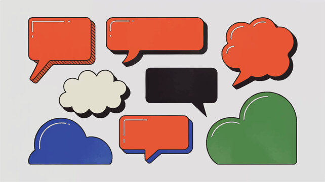 Speech Bubbles Set with Diverse Shapes and Colors in Retro Comic Style