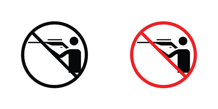 Stop hunting sign in doodles flat and line stroke pack