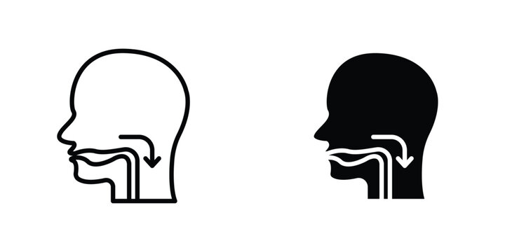 Swallowing reflex icon in doodles flat and line stroke pack