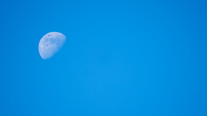 Fototapeta premium Crescent moon glows softly against deep blue sky