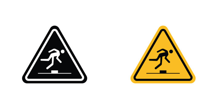 Tripping hazard warning sign in doodles flat and line stroke pack