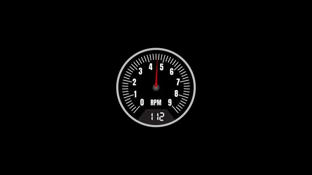 Car speedometer indicator scale animation isolated on black background