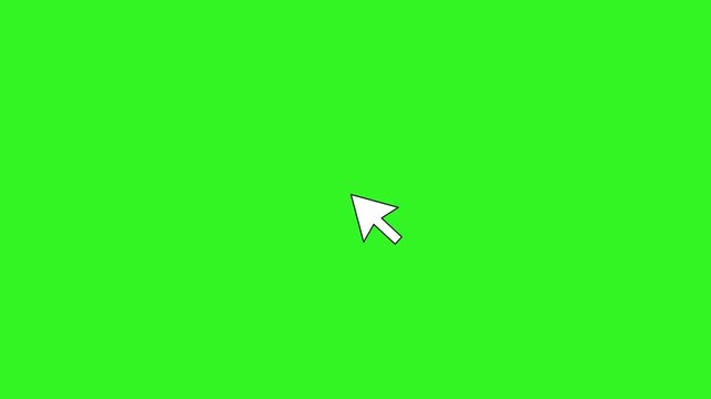 Mouse pointer cursor click press animation isolated on green background