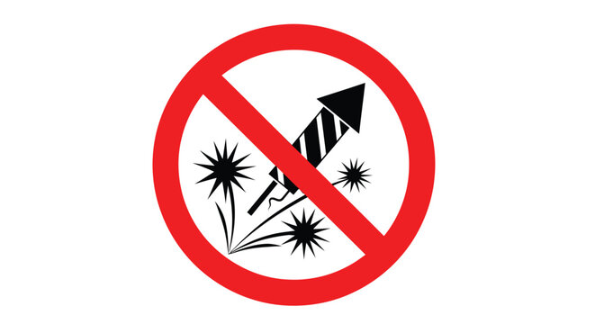 No fireworks allowed sign with red circle and prohibition symbol