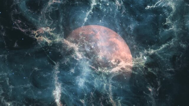 Mysterious Giant Planet Inside the Crab Nebula Supernova Remnant.
A visualization of a massive, unknown exoplanet drifting through the ionized gas and intricate dust structures of the Crab Nebula