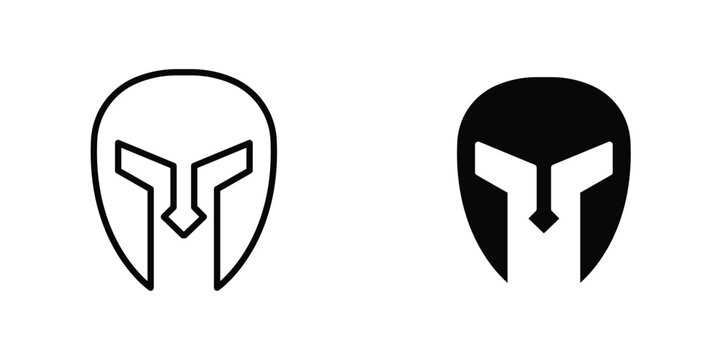 Warrior mask icon in doodles flat and line stroke pack