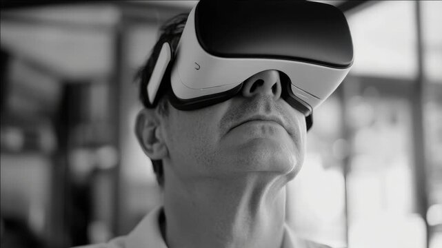 Man wearing virtual reality goggles