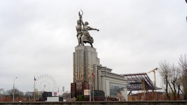 Moscow, Russia, September 04, 2025: Sculpture Worker and collective farmer by Sculptor Vera Mukhina
