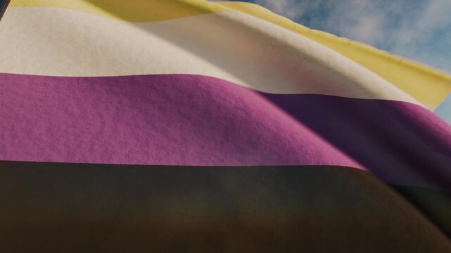 Non binary pride month waving flag full screen background